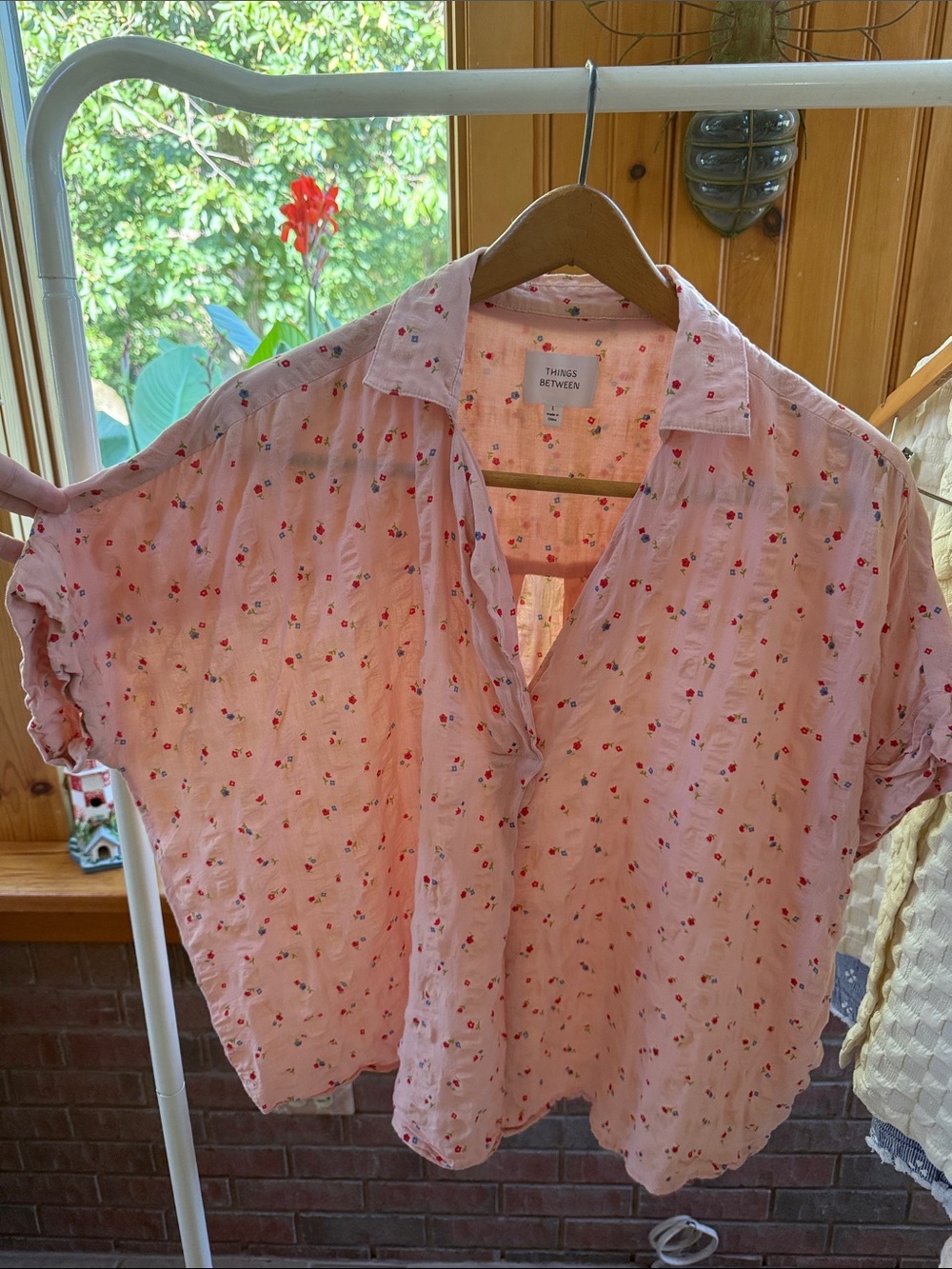 Things Between Pink Short-Sleeve collared shirt
